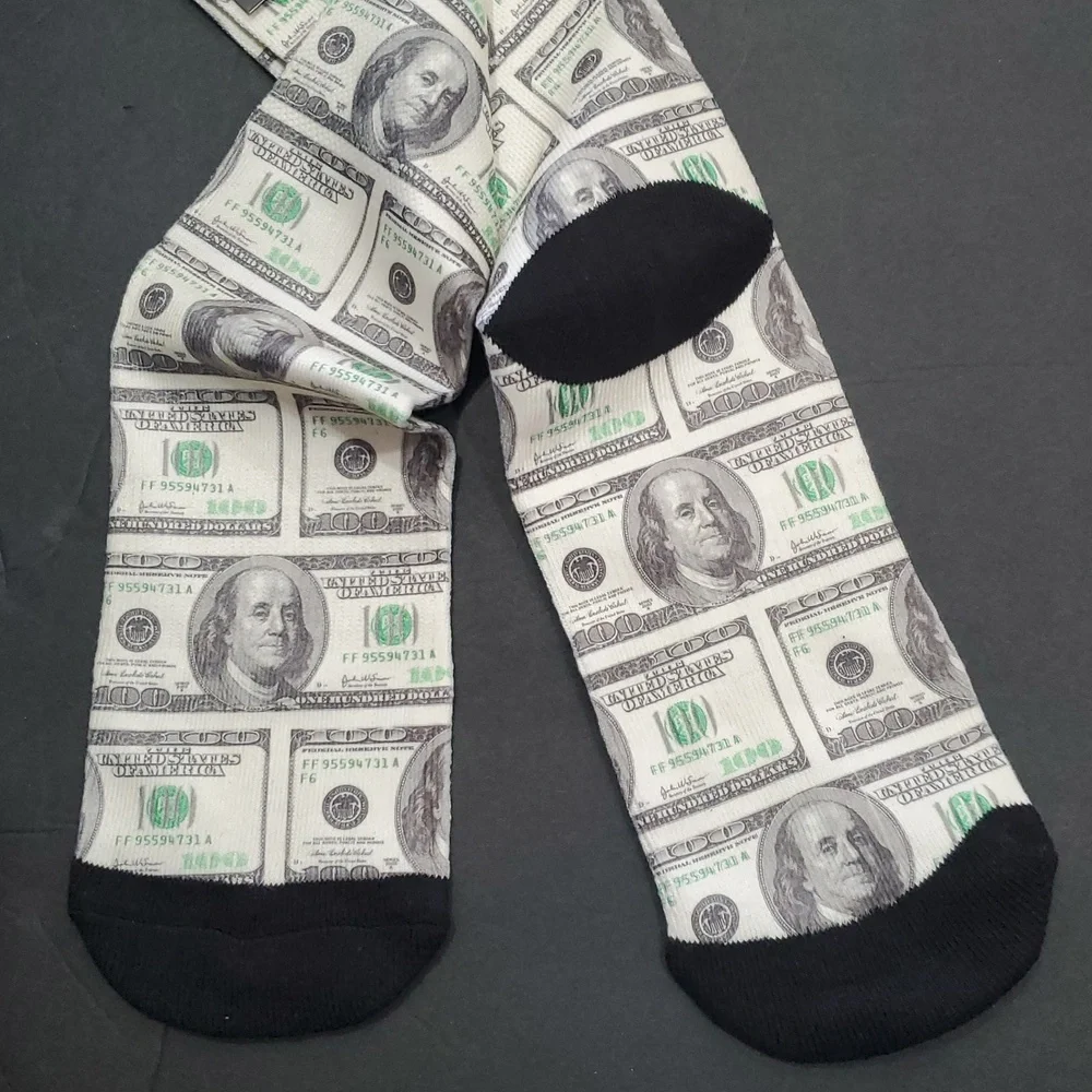 Odd Sox all about the Benjamin's‎ $100 bills gag gift crewsocks fits size 6-13